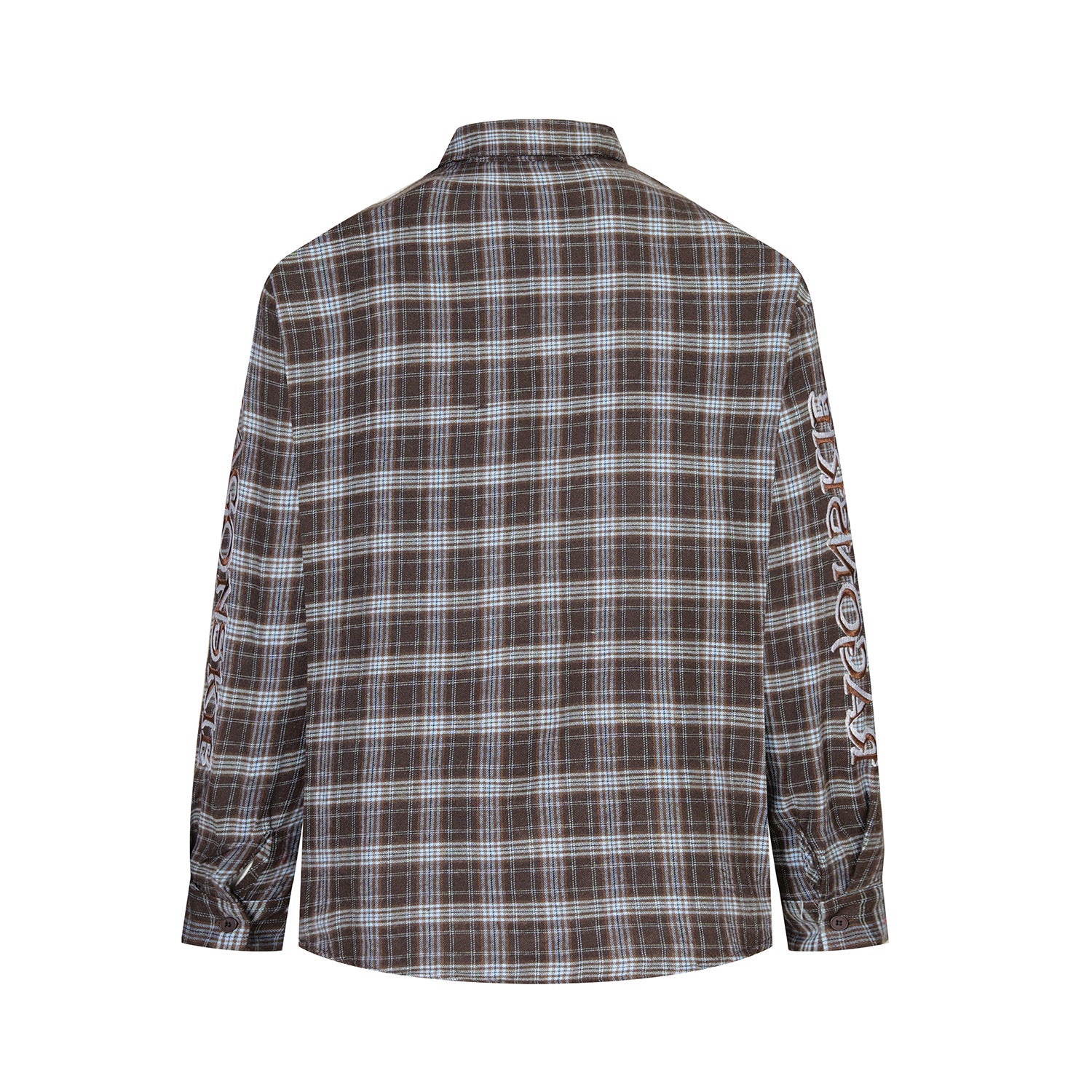 Button Up Plaid Shirt with Sleeve Embroidery – Oversized Flannel Shirt