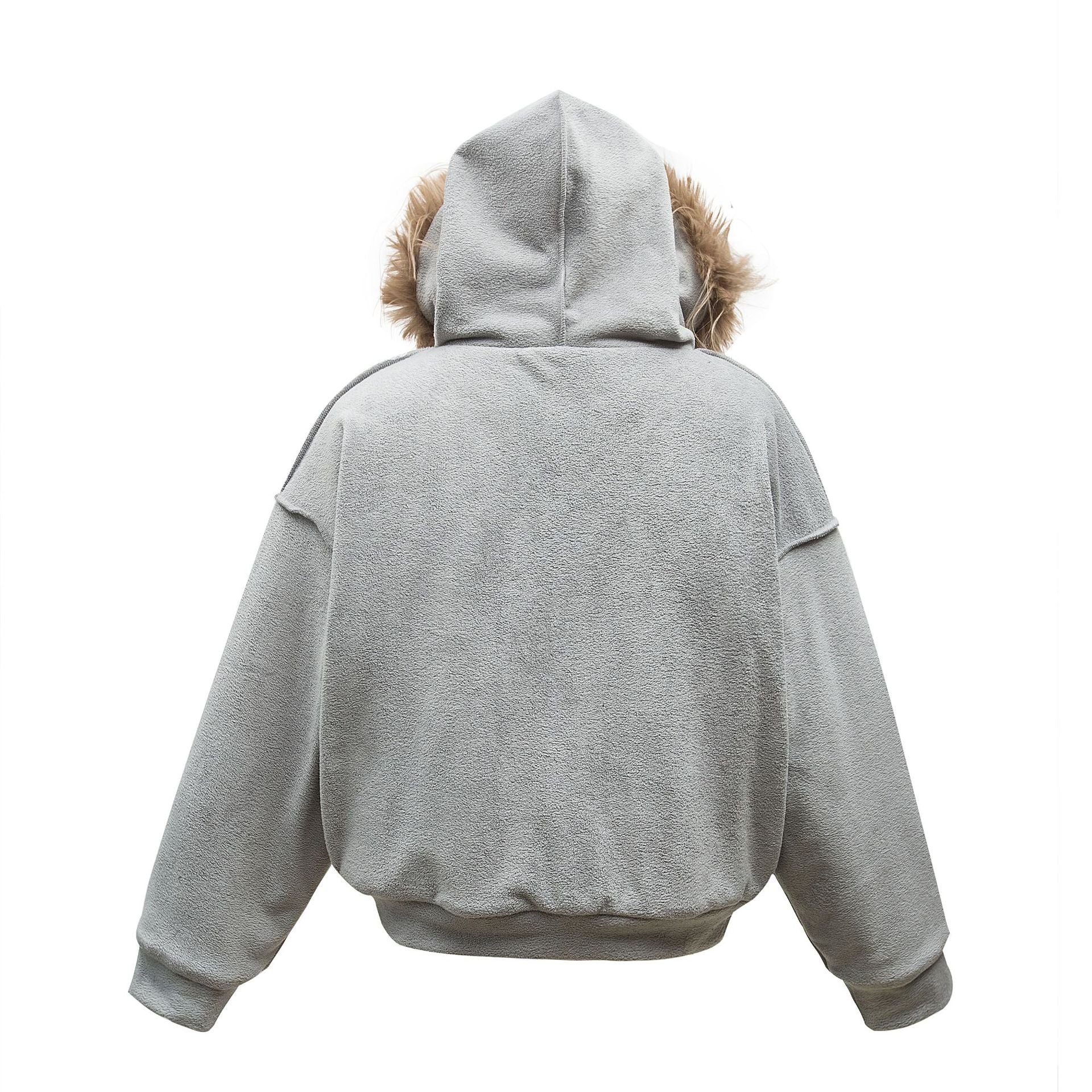 Blouson bomber à capuche et col en fourrure – Manteau d’hiver doublé polaire