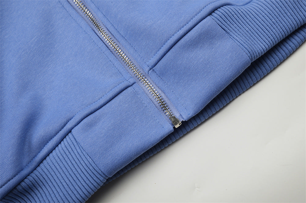 Embroidered Zip-Up Hoodie – Oversized Streetwear Varsity Style
