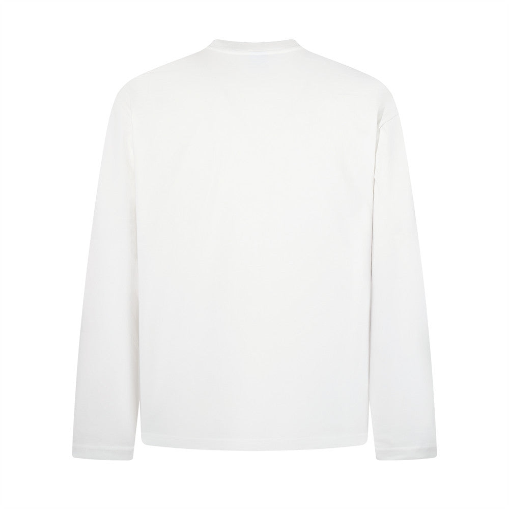 Men's Black and White Striped Graphic Long-Sleeve Shirt – Relaxed Fit