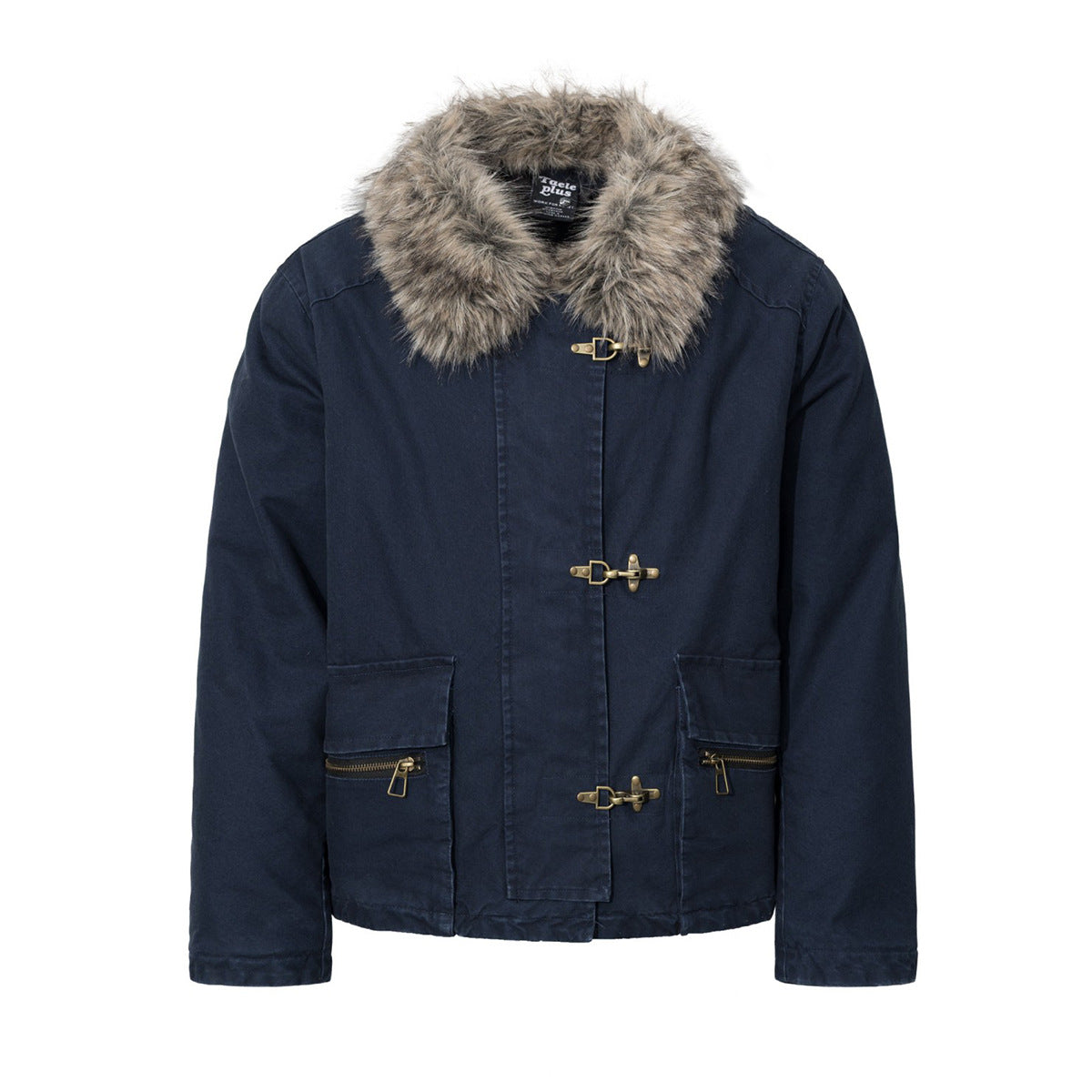 Men's Faux Fur Collar Cotton Padded Jacket with Toggle Closures