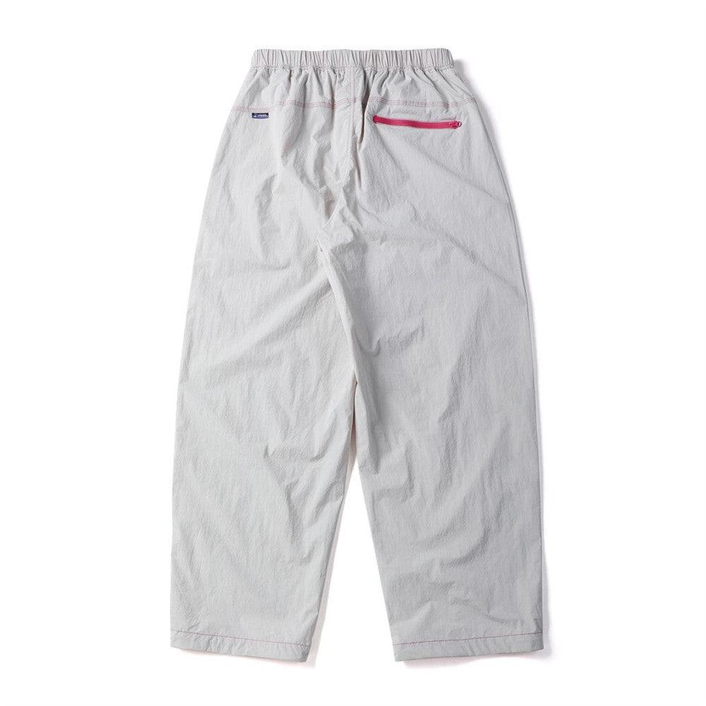 Men's Outdoor Nylon Track Pants with Belt — Contrast Stitch Wide-Leg Casual