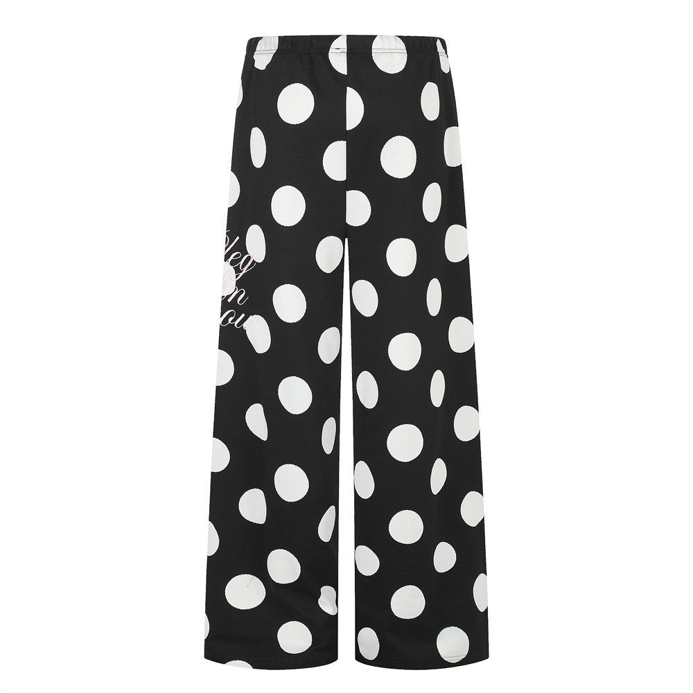 Polka Dot Wide-Leg Sweatpants – Oversized Streetwear Jogger Pants