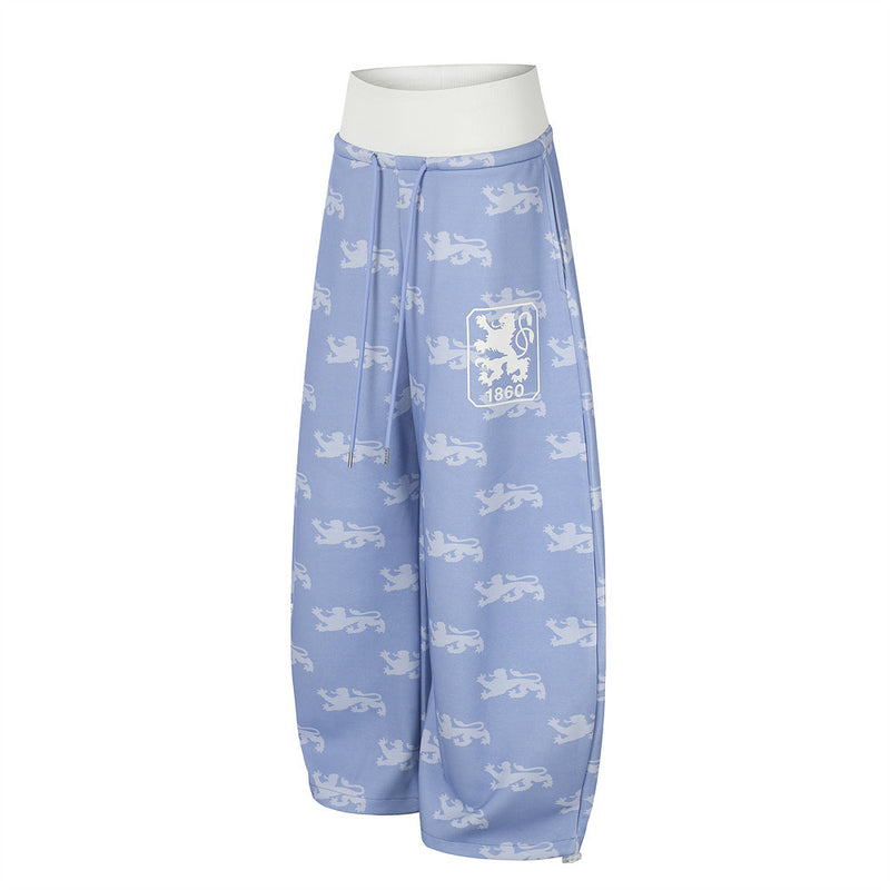 Pantalon de survêtement large imprimé lions, avec bande contrastante taille haute
