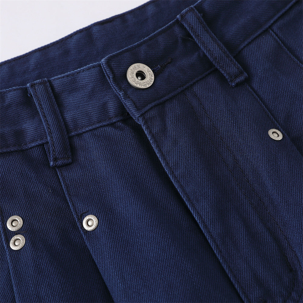 Wide-Leg Pleated Trousers – Men's High-Street Solid Color Straight-Cut Pants