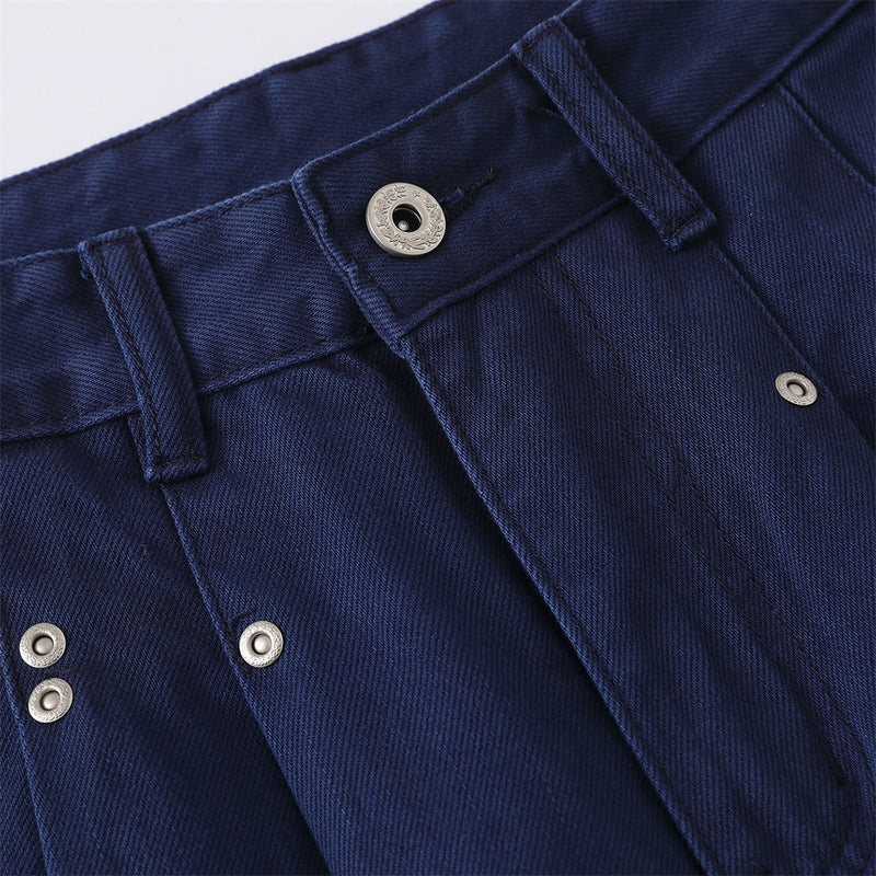 Wide-Leg Pleated Trousers – Men's High-Street Solid Color Straight-Cut Pants