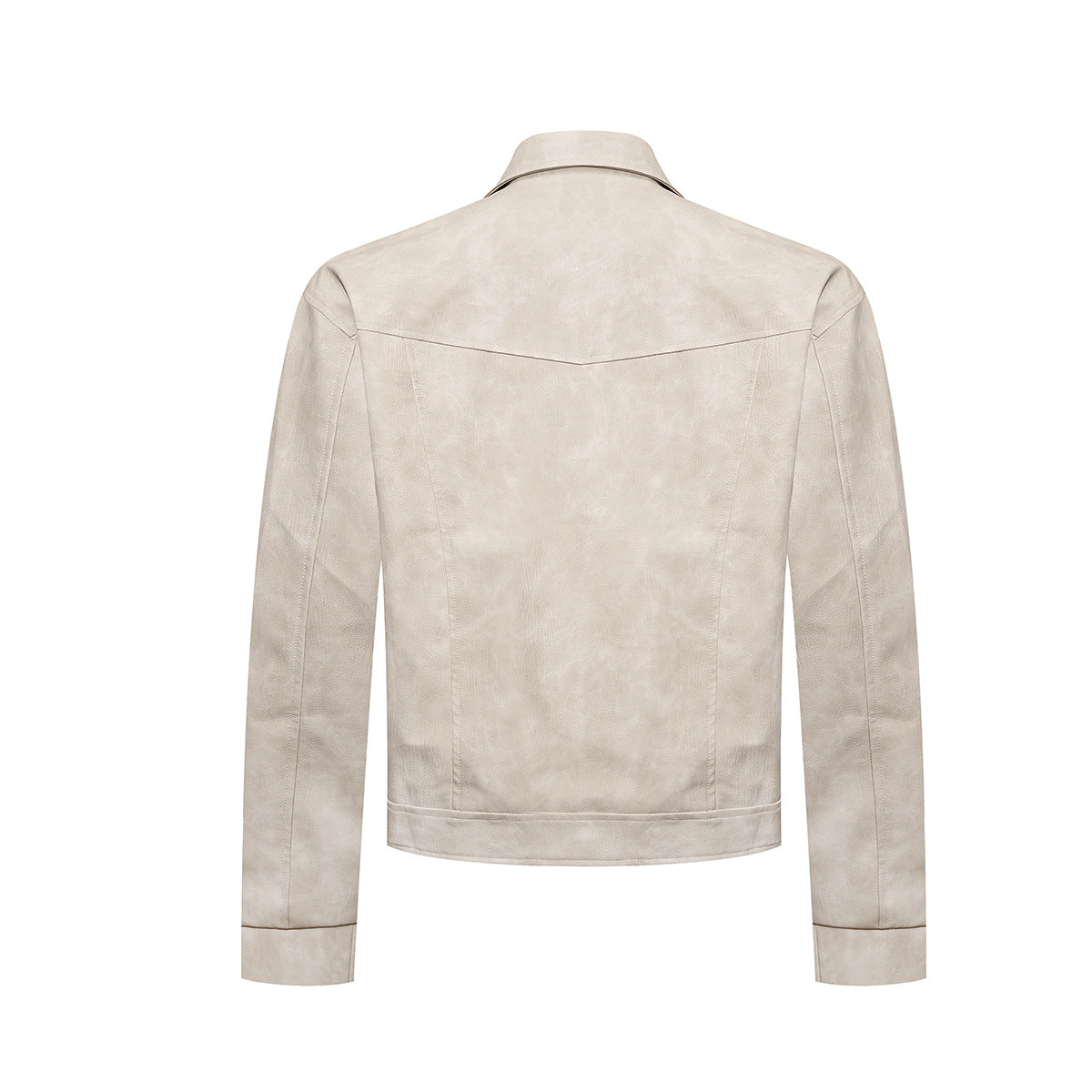 Military-Style Faux Leather Jacket – Punk Band Collar with Decorative Buttons