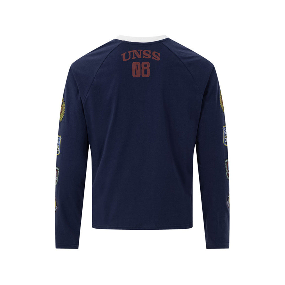 Maillot de soccer homme à manches longues et col en V avec écussons