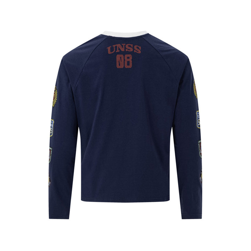 Maillot de soccer homme à manches longues et col en V avec écussons