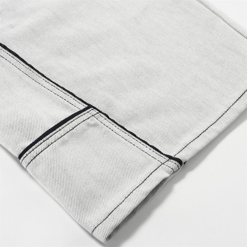 Wide-Leg Jeans Men's Deconstructed Contrast Stitch Baggy Denim Pants