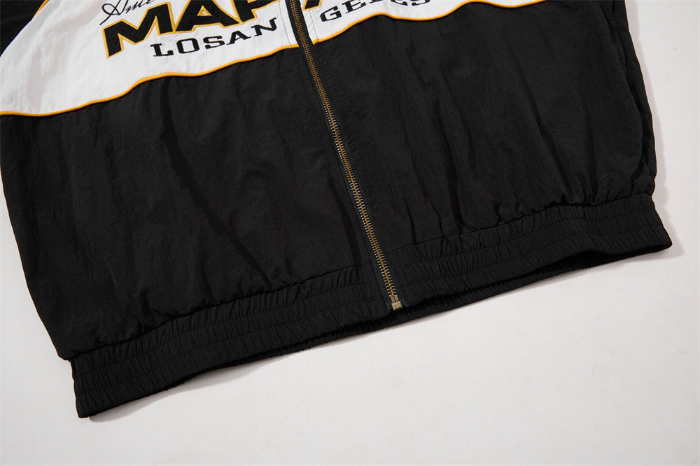Mafa Racing Zip-Up Short Sleeve Track Jacket – Streetwear Colorblock Sport Top