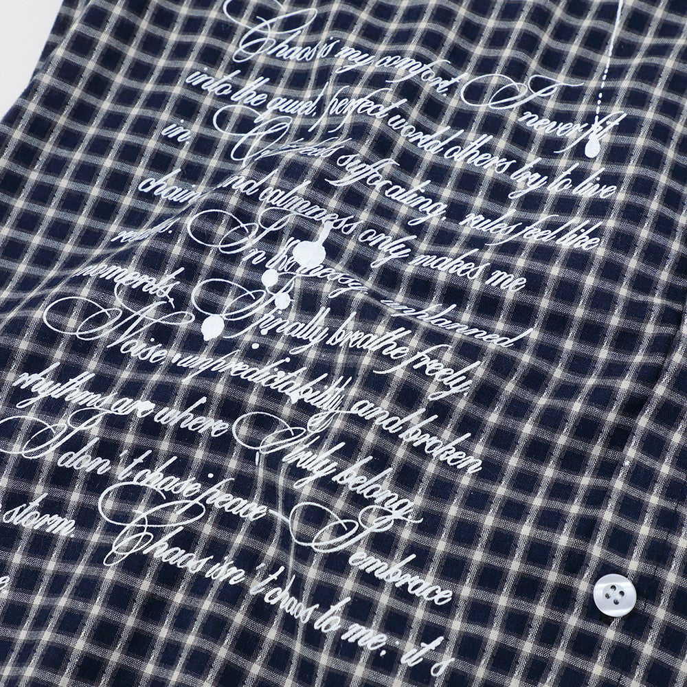 Plaid Check Short Sleeve Shirt – Oversized Streetwear with Script Print