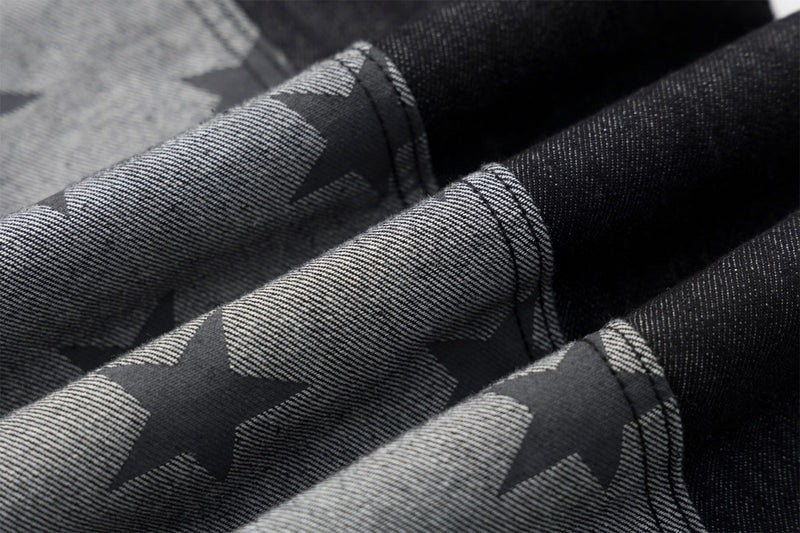 Jean noir super baggy – Denim large à empiècements et imprimé étoiles