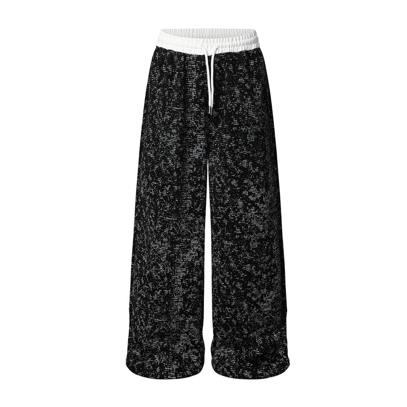 Pantalon de survêtement à jambes larges en maille jacquard délavée streetwear