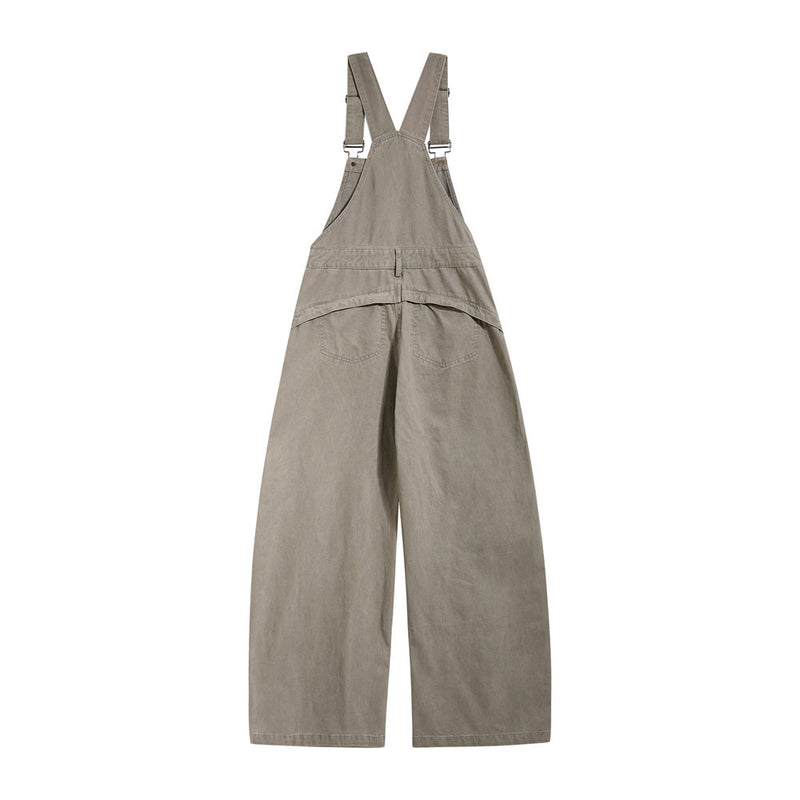 Wide-Leg Cargo Overalls – Baggy Multi-Pocket Bib Dungarees
