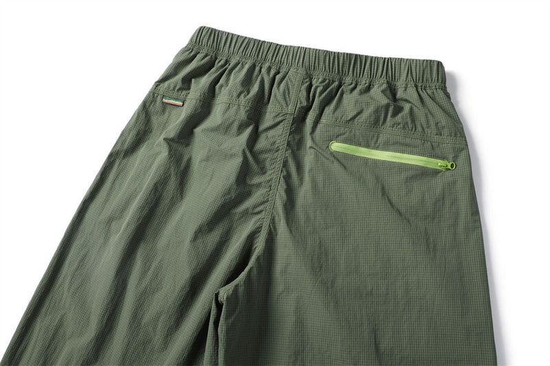 Men's Outdoor Nylon Track Pants with Belt — Contrast Stitch Wide-Leg Casual