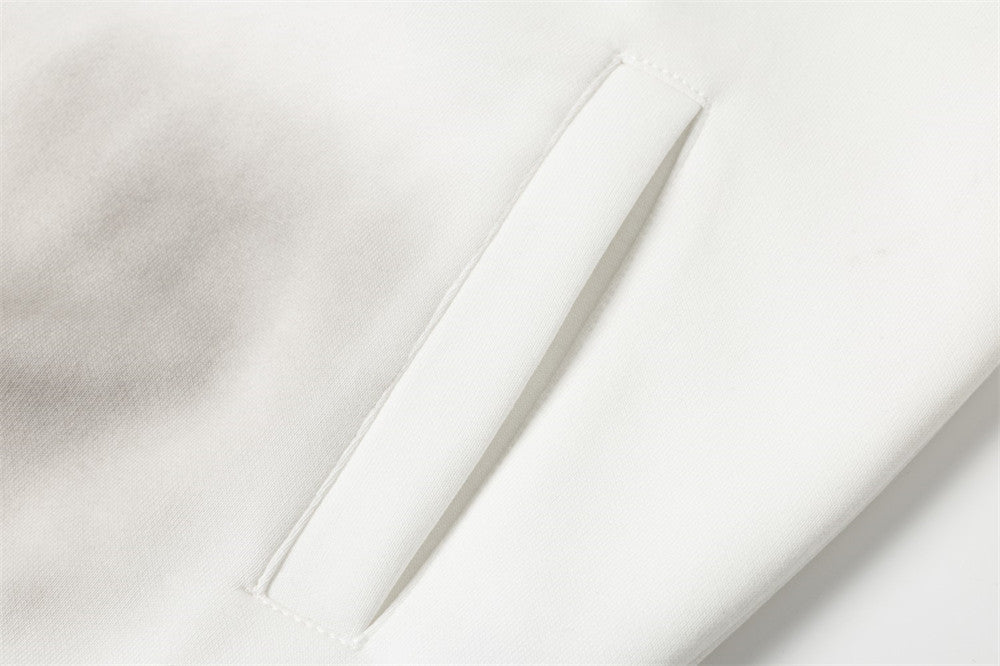 Zip-Up Track Jacket with Stripe Sleeves & Distressed Wash