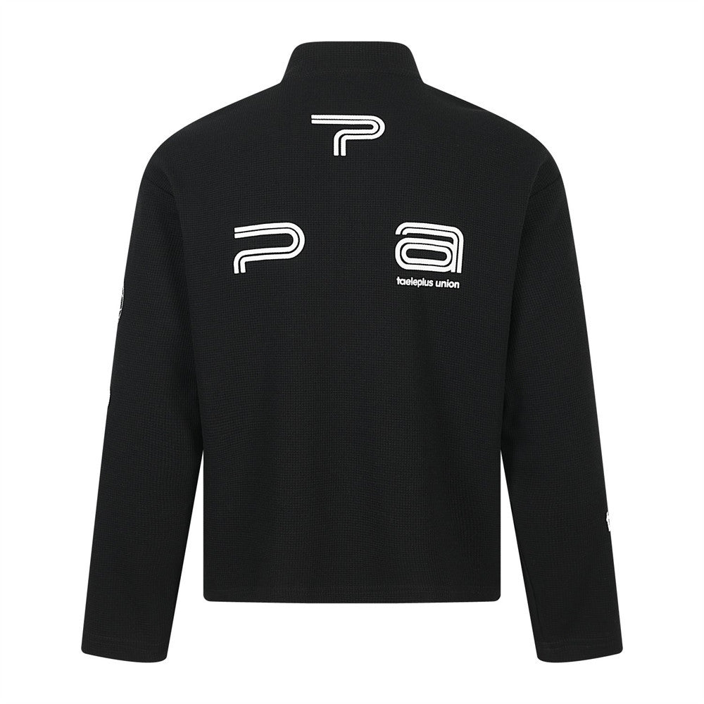 Taeleplus Union Racing Graphic Half-Zip Mock Neck Long Sleeve Sweatshirt