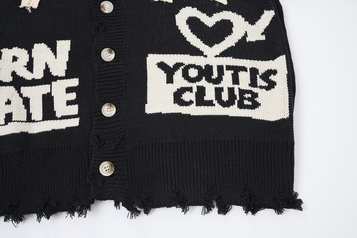 Gilet Born Late 77 en maille délavée – Jacquard oversize high-street