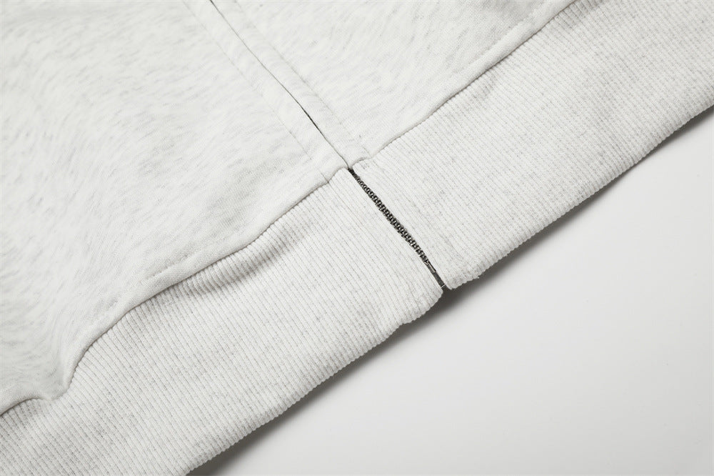 Oversized Zip-Up Hoodie with Studded Seam Detail – Acid Wash & Grey