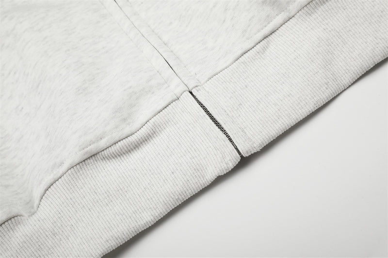 Oversized Zip-Up Hoodie with Studded Seam Detail – Acid Wash & Grey