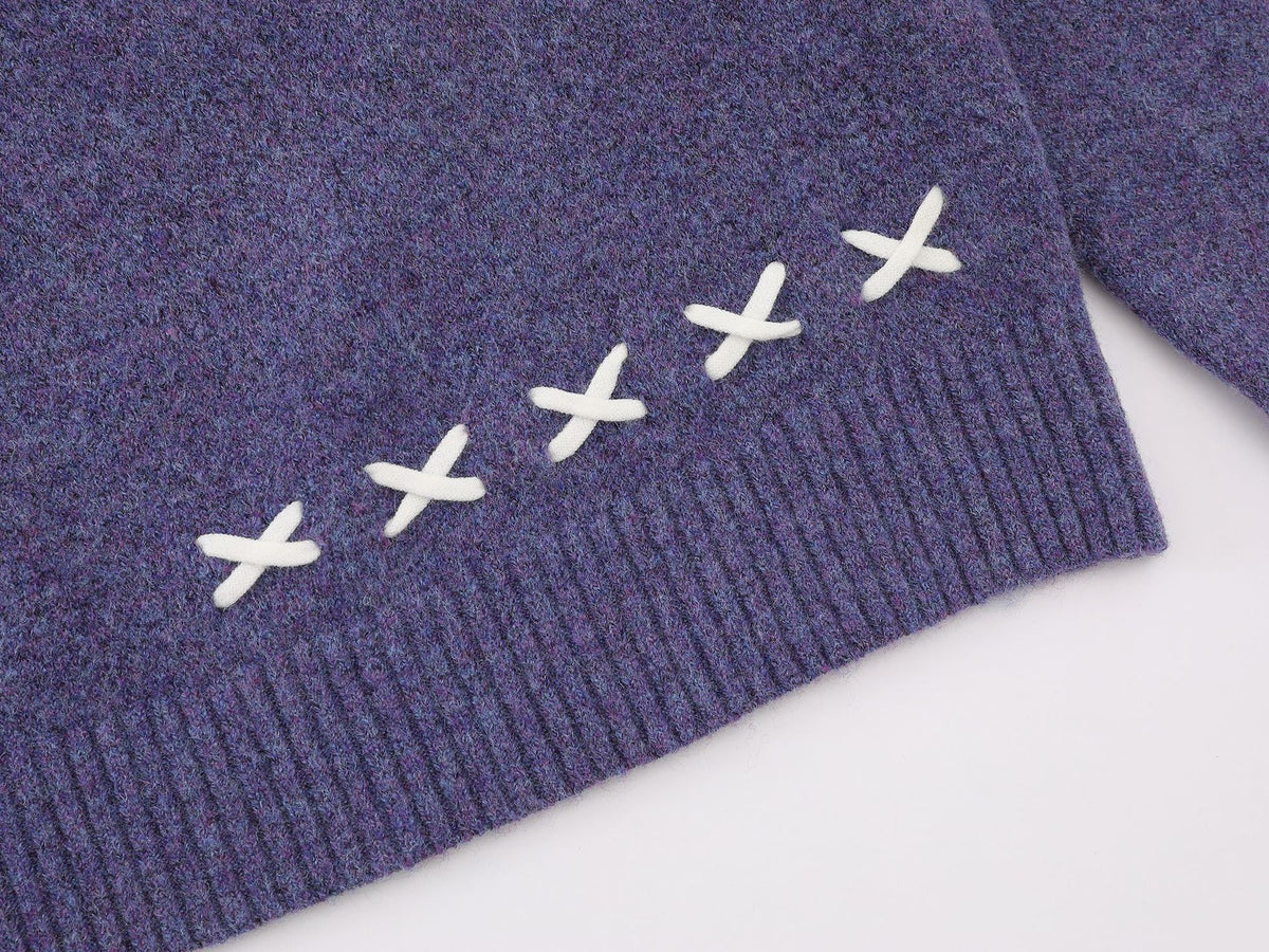 Christmas Lamb Jacquard Knit Sweater – Crew Neck Vintage Novelty Pullover
