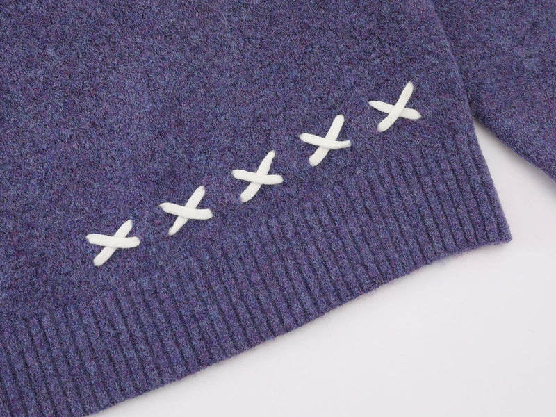 Christmas Lamb Jacquard Knit Sweater – Crew Neck Vintage Novelty Pullover