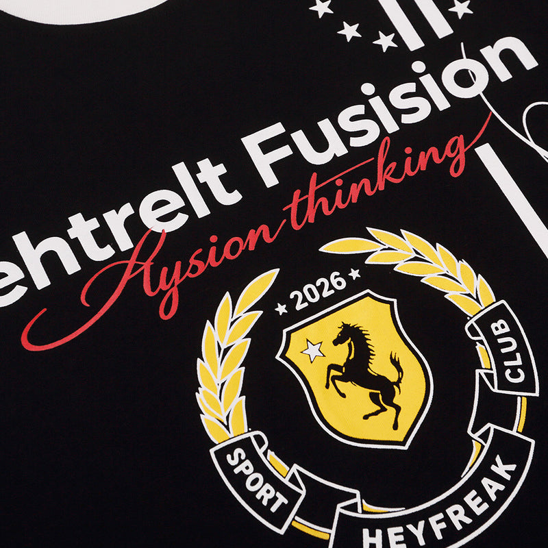 Men's Graphic Long-Sleeve T-Shirt – Varsity Crest & Letter Print, Crew Neck