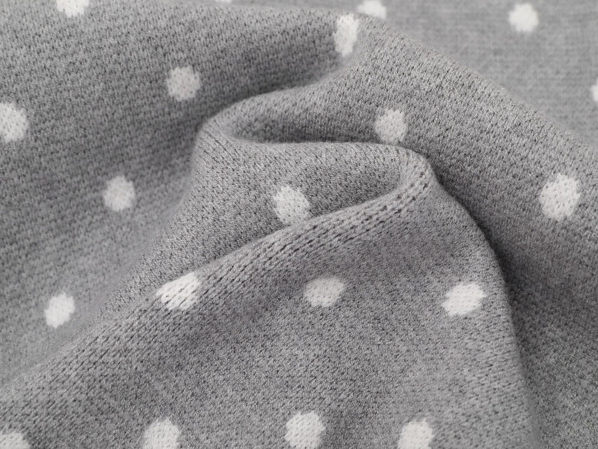 Anime Girl Jacquard Knit Sweater with 3D Angel Wing Patch & Polka Dot Print