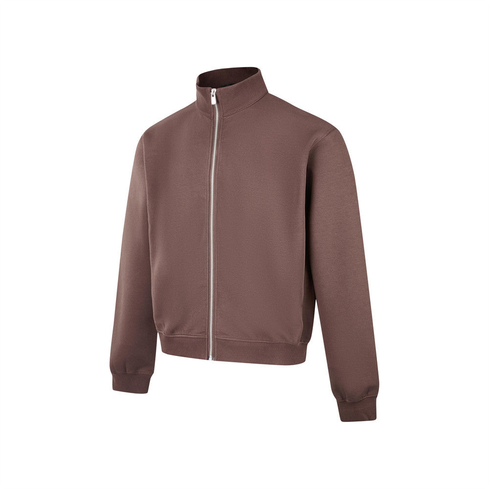 Mock Neck Full-Zip Sweatshirt Jacket – Relaxed Fit Fleece Zip-Up