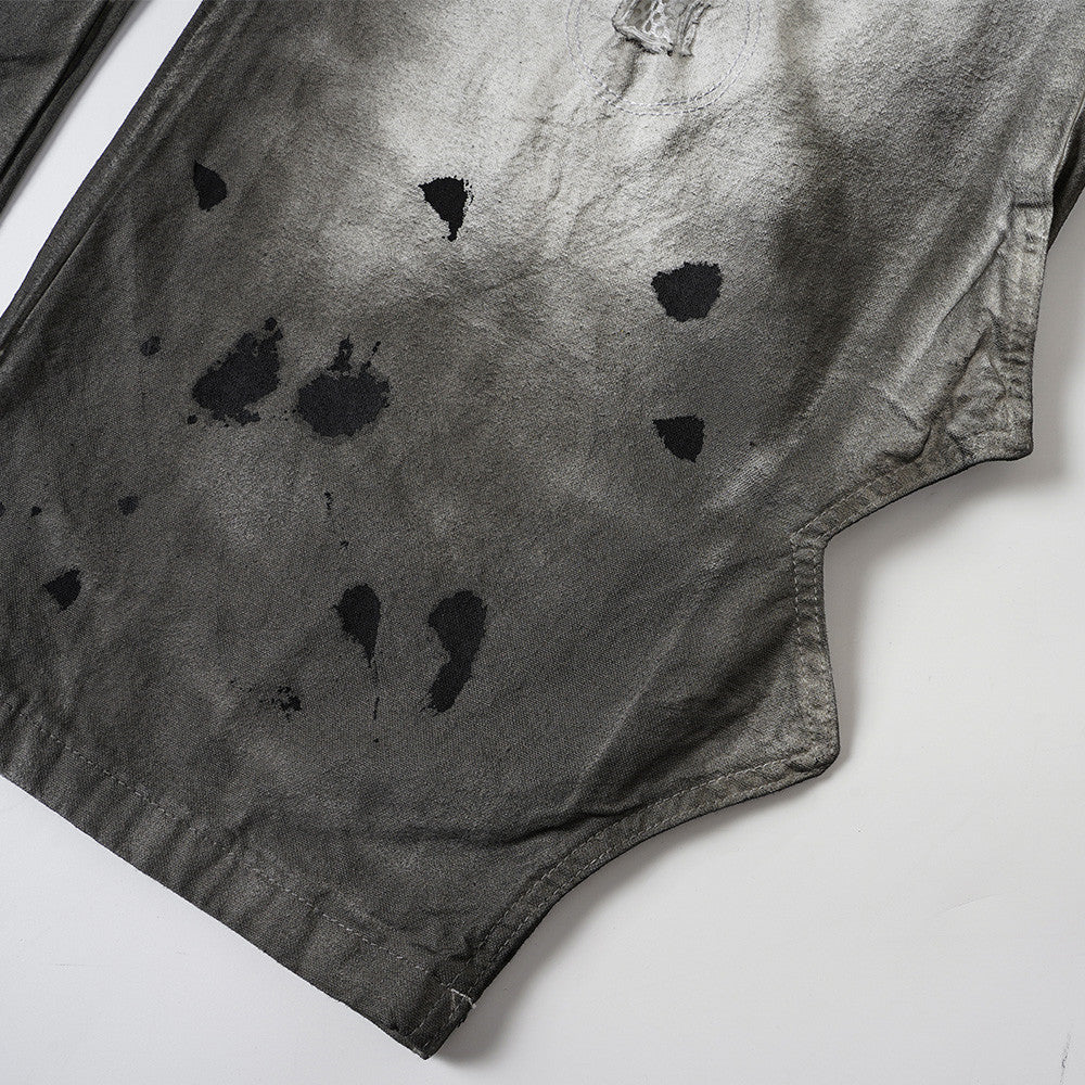 Distressed Wide-Leg Jeans | Grunge Punk Dirty-Wash Double Waistband Pants