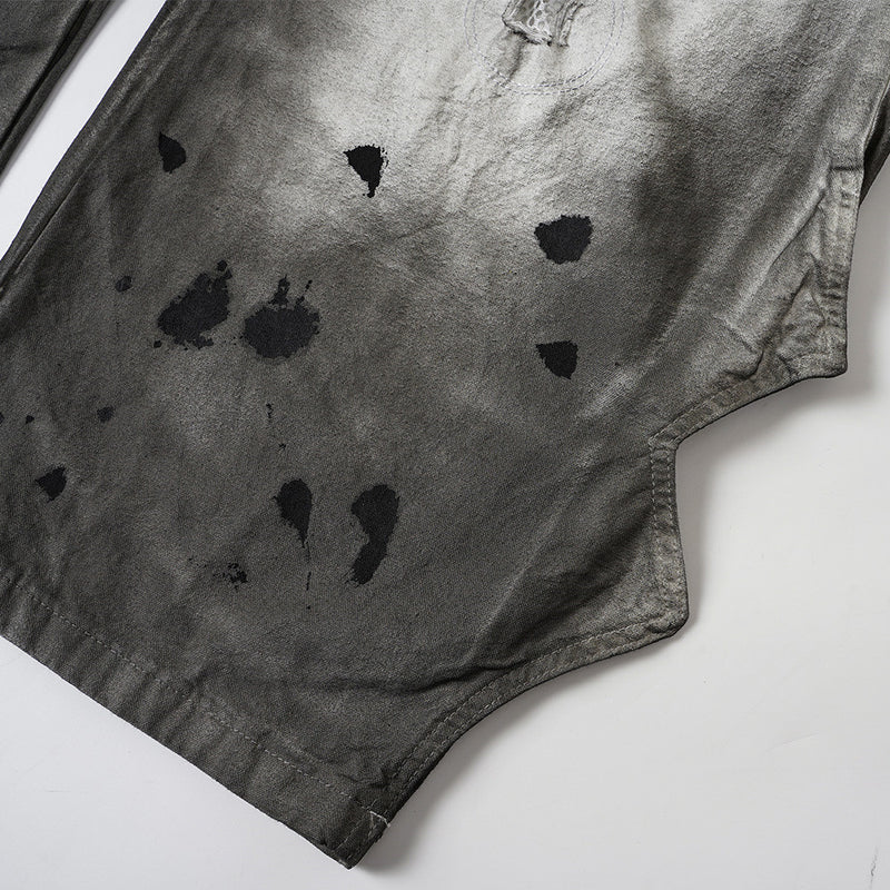 Distressed Wide-Leg Jeans | Grunge Punk Dirty-Wash Double Waistband Pants