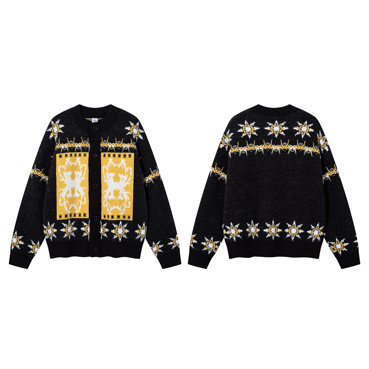 Fair Isle Jacquard Knit Cardigan Sweater – Vintage Christmas Pattern