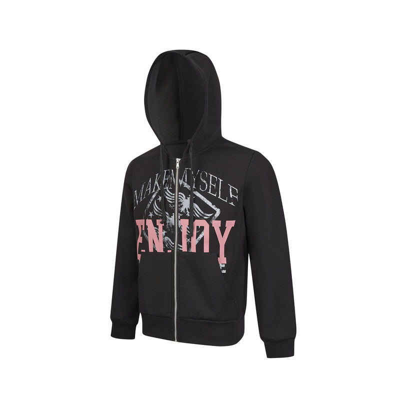 Zip Up Graphic Hoodie – MAKE MYSELF ENJOY Eagle Print Streetwear Sweatshirt