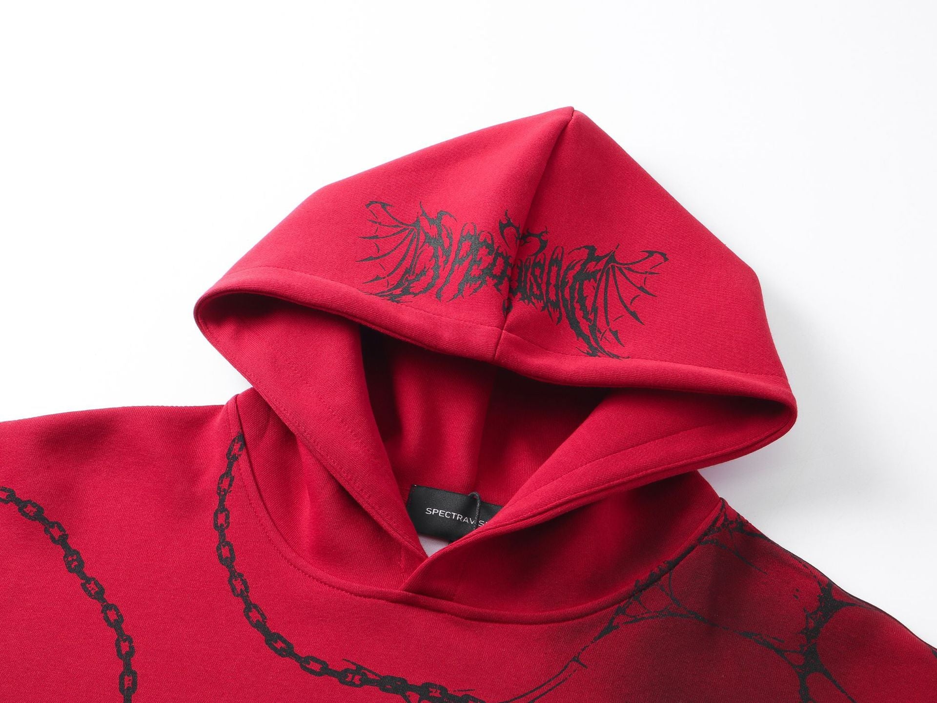 Sudadera oversize gruesa con estampado gótico de cadenas y cruces