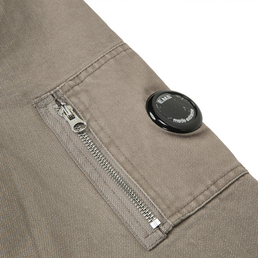 Men Zip-Up Jacket with Multi-Pocket Design – Vintage Washed Workwear Overshirt