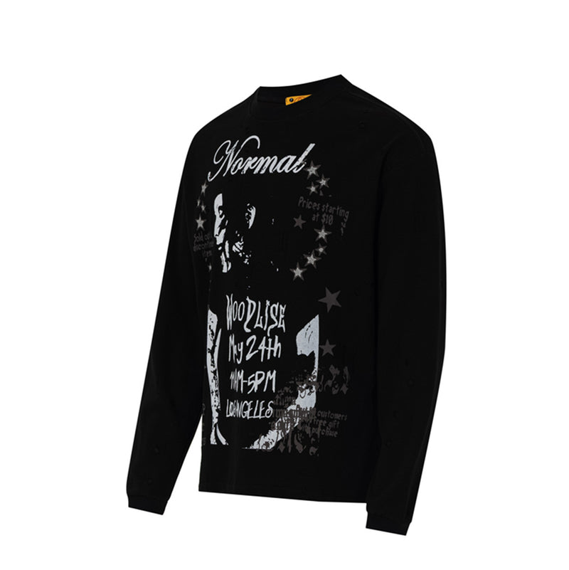Camiseta de Manga Larga y Cuello Redondo con Gráfico Normal Woodlise