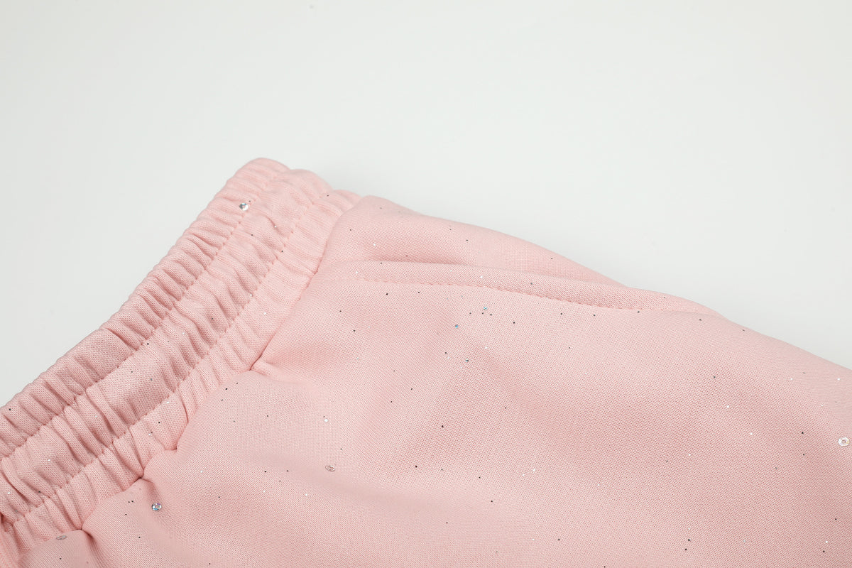 Wide-Leg Sweatpants with Glitter Speckle Fabric & Script Graphic
