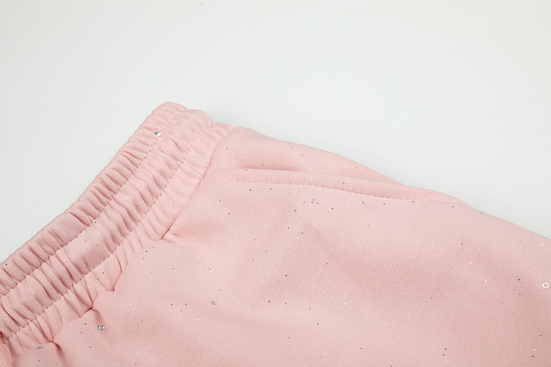 Wide-Leg Sweatpants with Glitter Speckle Fabric & Script Graphic