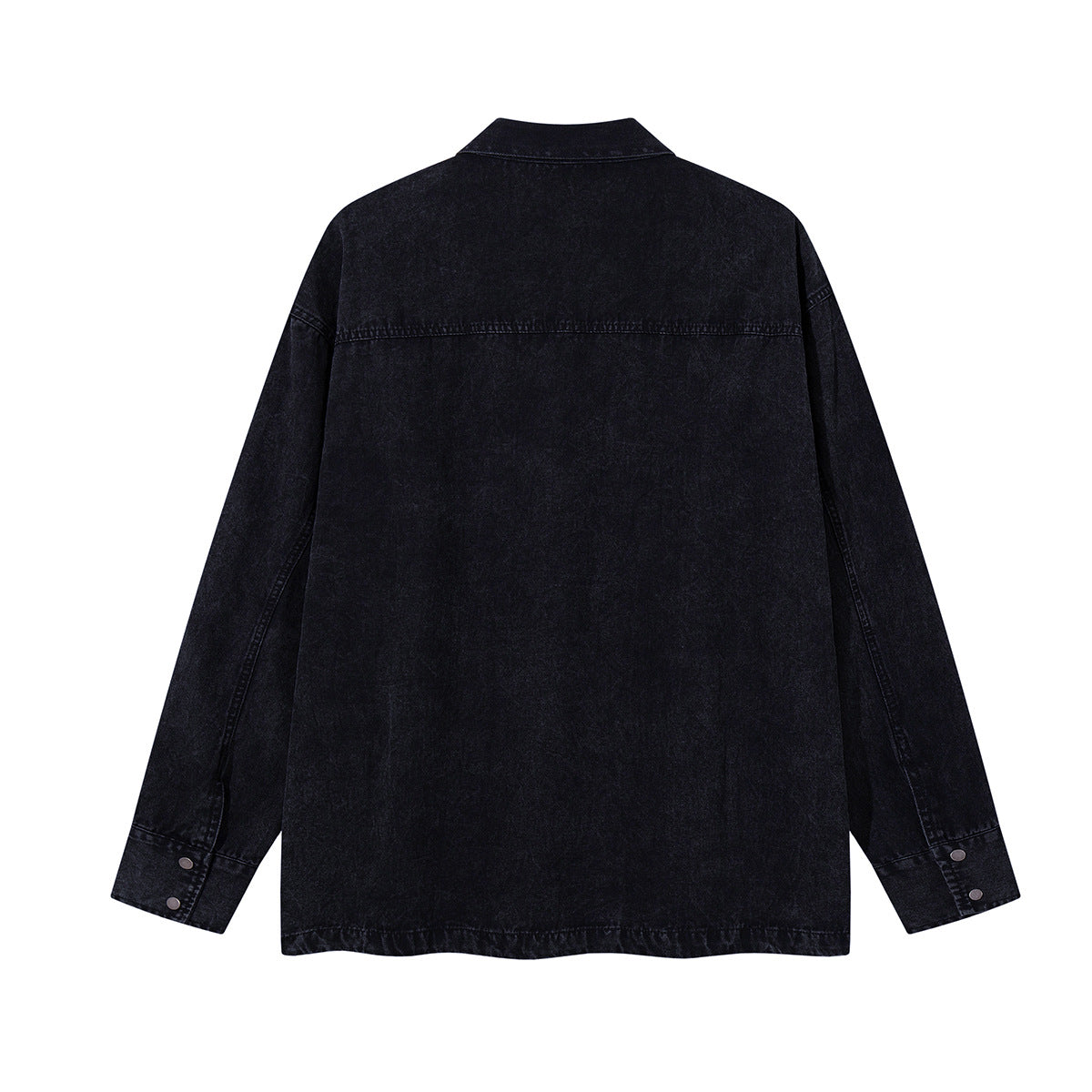 Patchwork Tie Denim Shirt – Vintage Streetwear Button-Up with Detachable Fabric