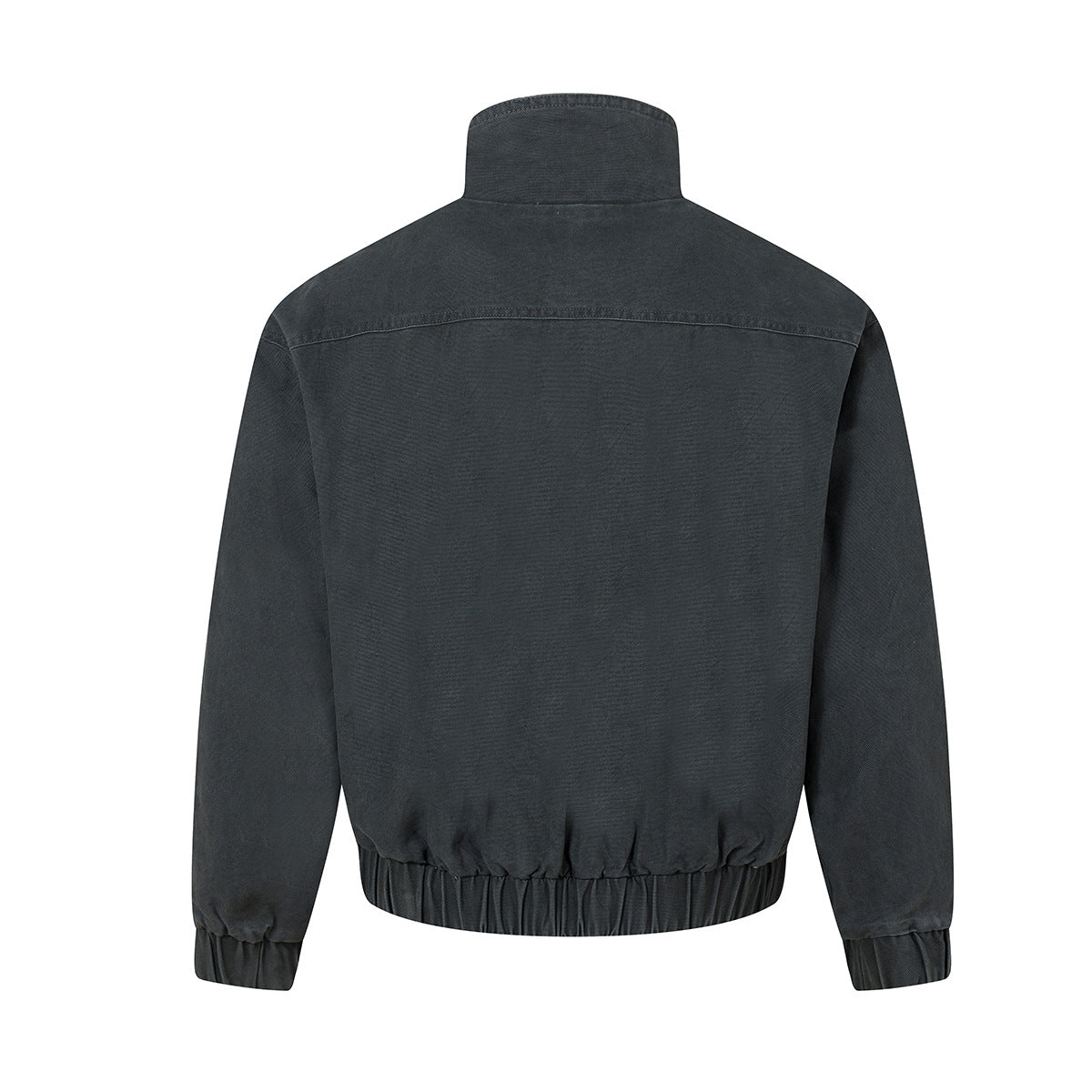 Metal Clasp Bomber Jacket – Washed Cotton Flight Jacket with Diagonal Buckle