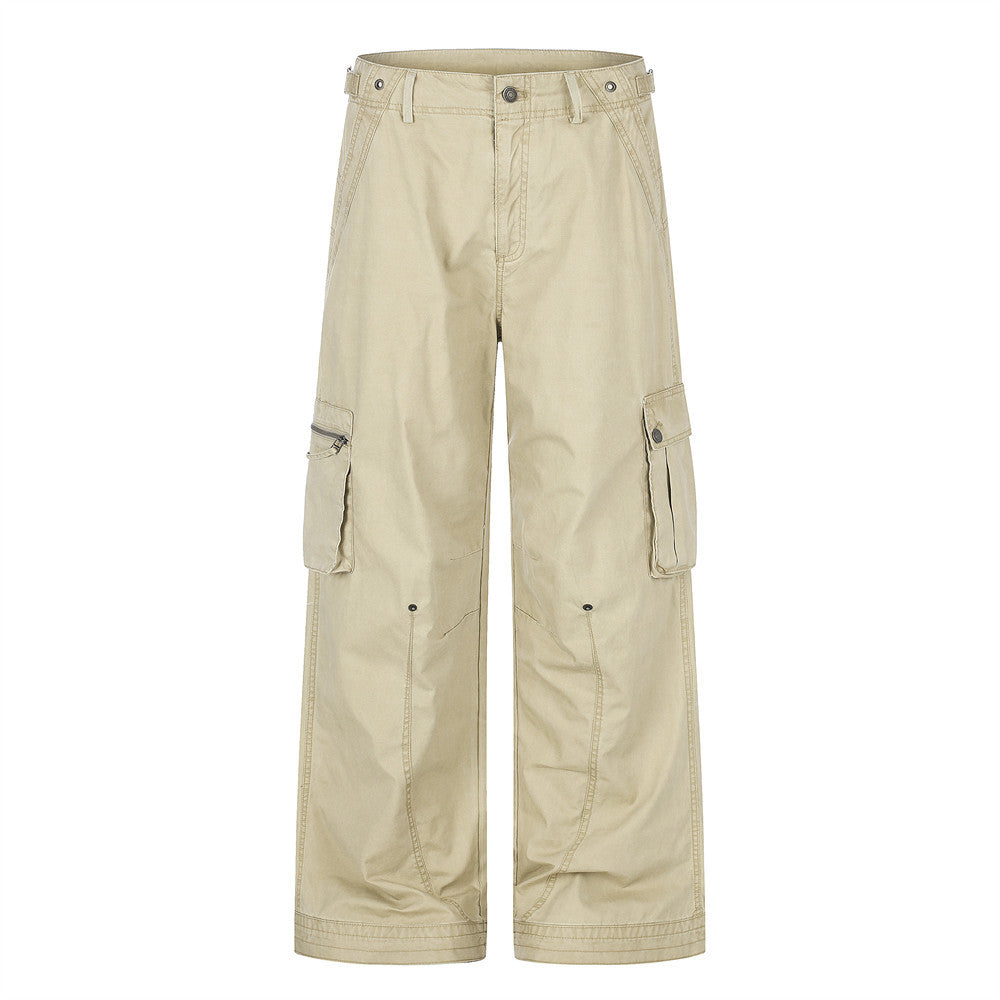 Wide-Leg Cargo Pants – Multi-Pocket Straight-Fit Workwear Trousers