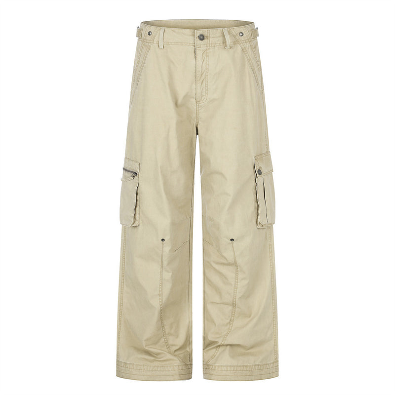 Wide-Leg Cargo Pants – Multi-Pocket Straight-Fit Workwear Trousers
