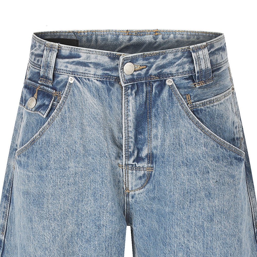 Jean baggy wide leg – Pantalon homme en denim délavé à coupe barrel