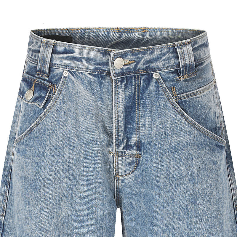 Jean baggy wide leg – Pantalon homme en denim délavé à coupe barrel