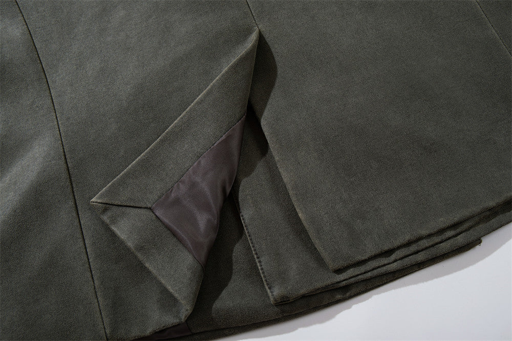Veste blazer homme casual chic – Fermeture à boucle métallique gris-vert