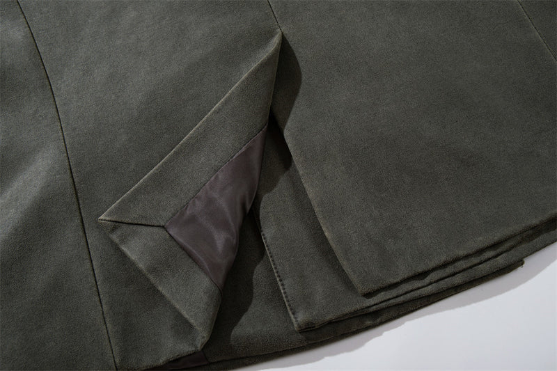 Veste blazer homme casual chic – Fermeture à boucle métallique gris-vert