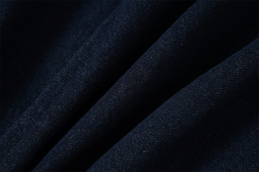 Veste en jean oversize délavée foncée – Veste streetwear à col et boutons-pression