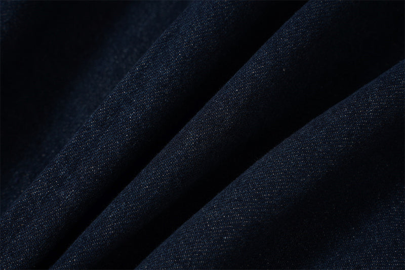 Veste en jean oversize délavée foncée – Veste streetwear à col et boutons-pression