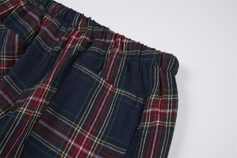 Pantalon à carreaux à jambes larges – Pantalon décontracté à cordon de serrage